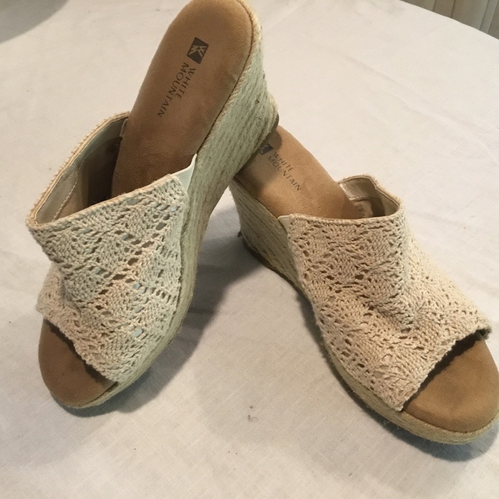 WHITE MOUNTAIN / Crochet Espadrille Slides- Sz 8